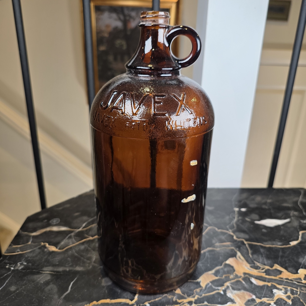 Vintage 1950/60s Amber Javex Glass Bottle